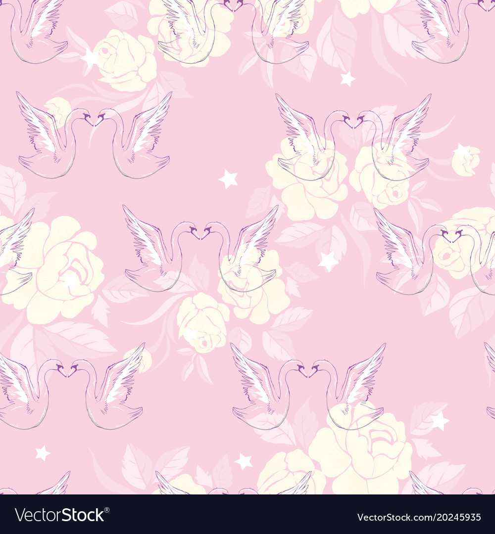 Seamless pattern with swans