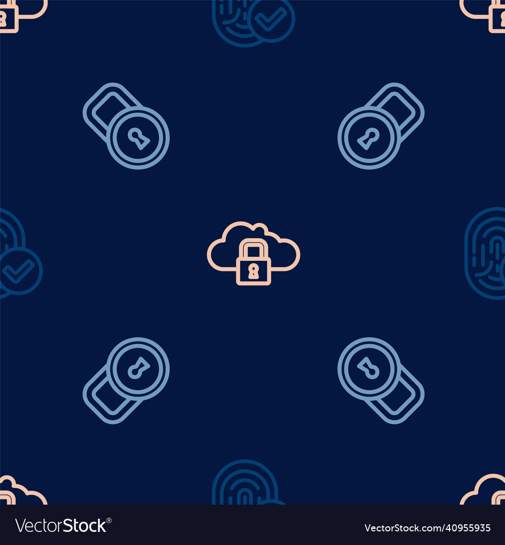 Set line fingerprint lock and cloud computing vector image Set line fingerprint lock and cloud computing