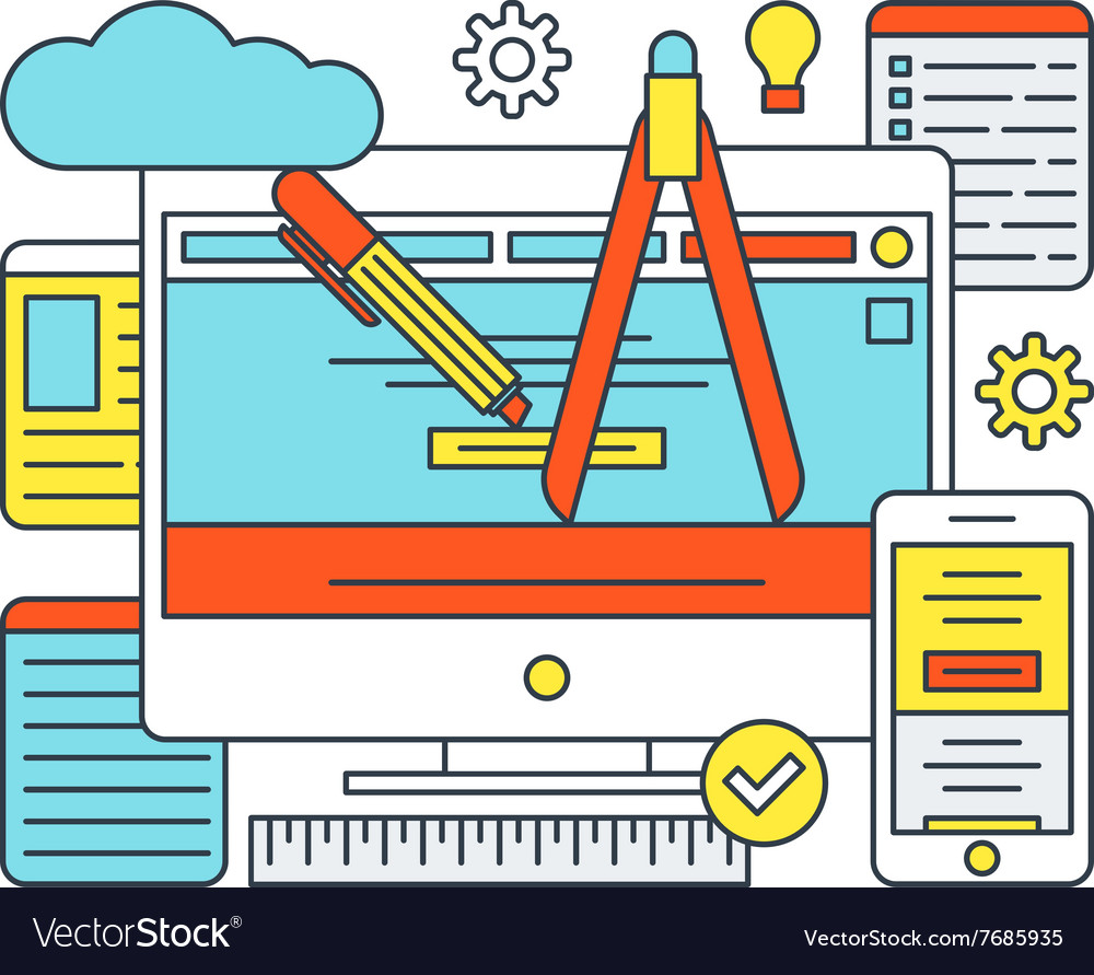 Thin line flat design concept for web