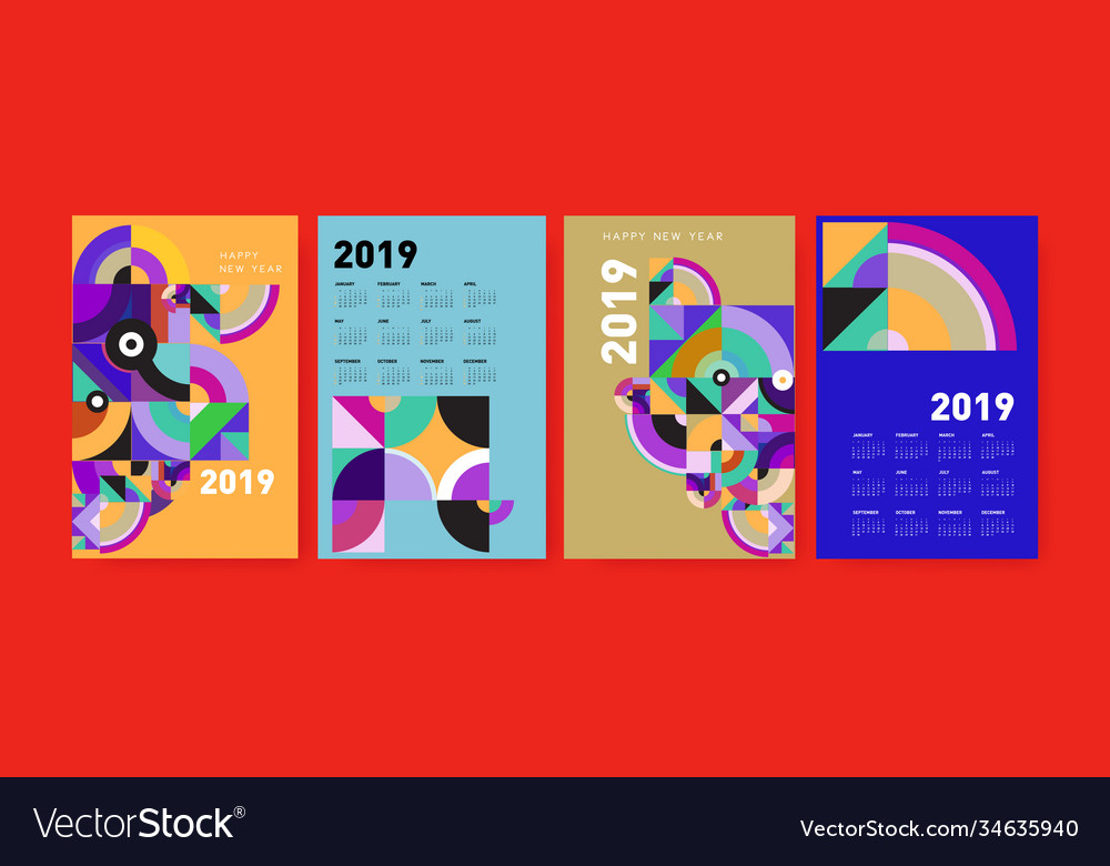 2021 calendar design template with colorful Vector Image