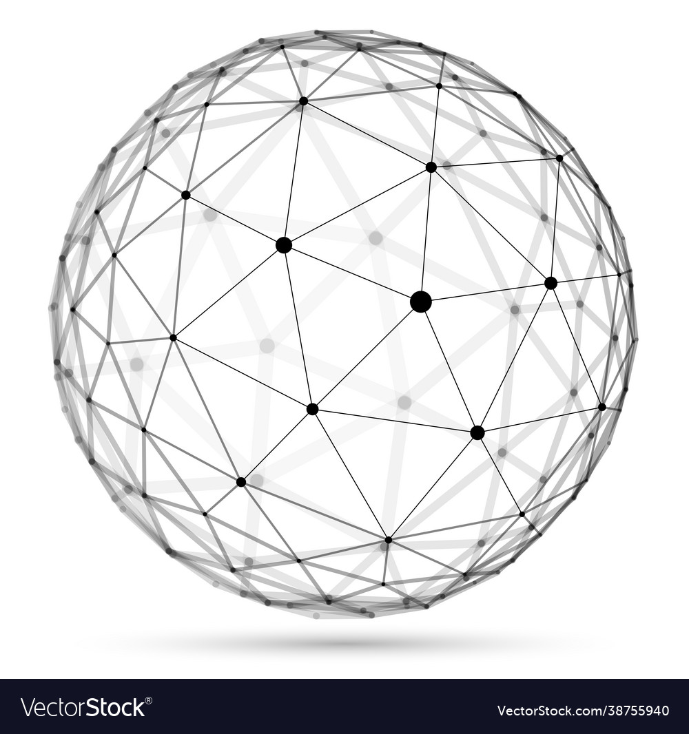 Abstract 3d mesh sphere dots connected vector image Abstract 3d mesh sphere dots connected