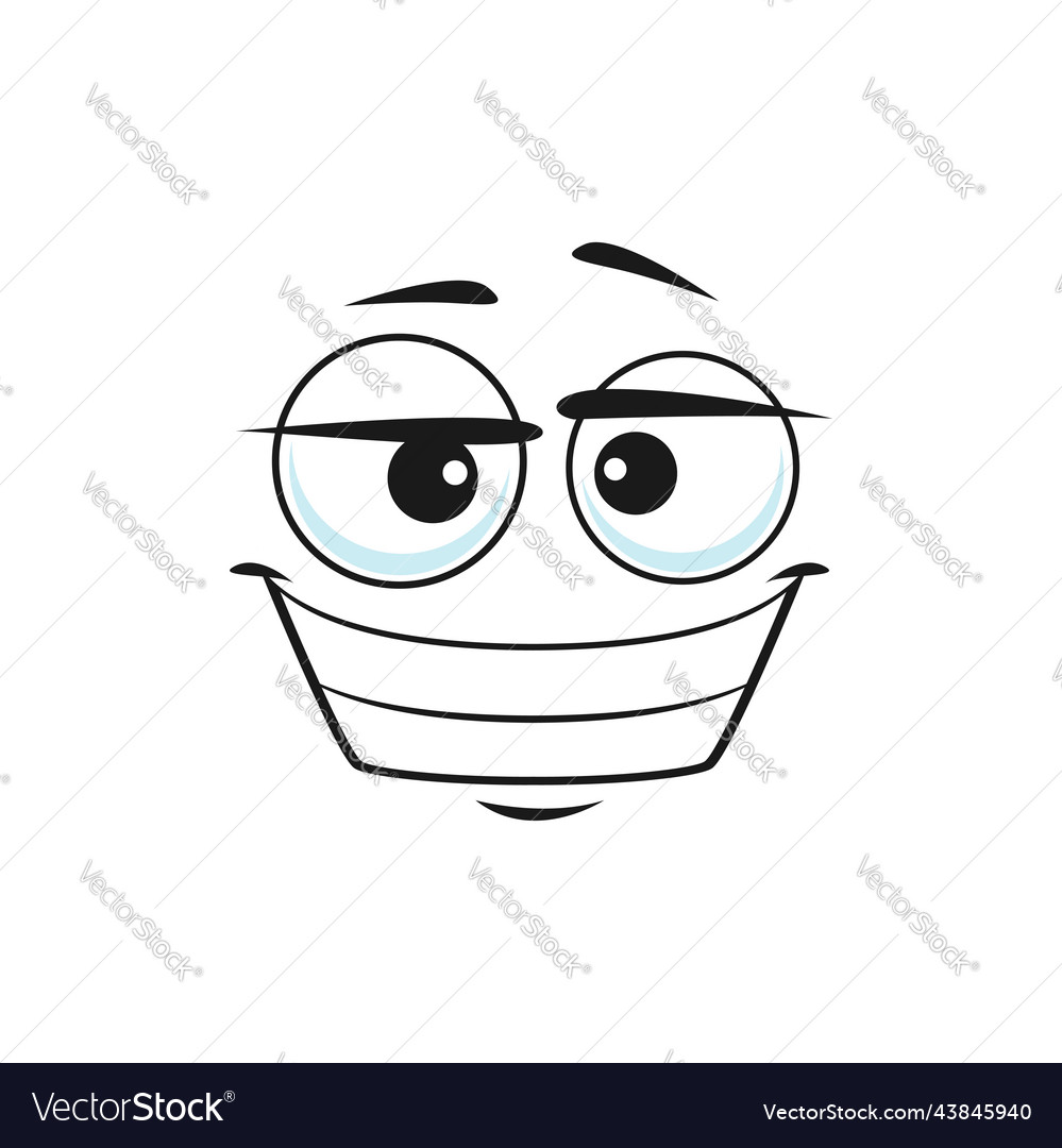 Cartoon satisfied face ogle delighted smile Vector Image