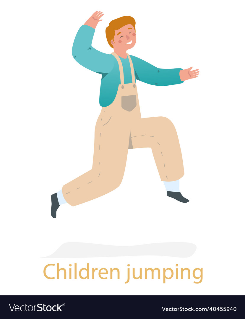 Cheerful Child jumps concept