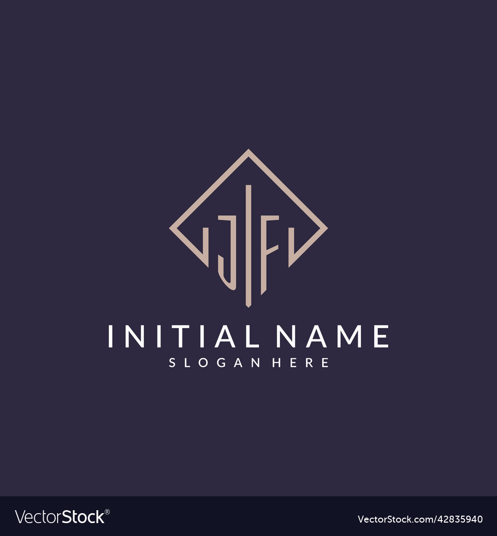 Jf initial monogram logo with rectangle style Vector Image