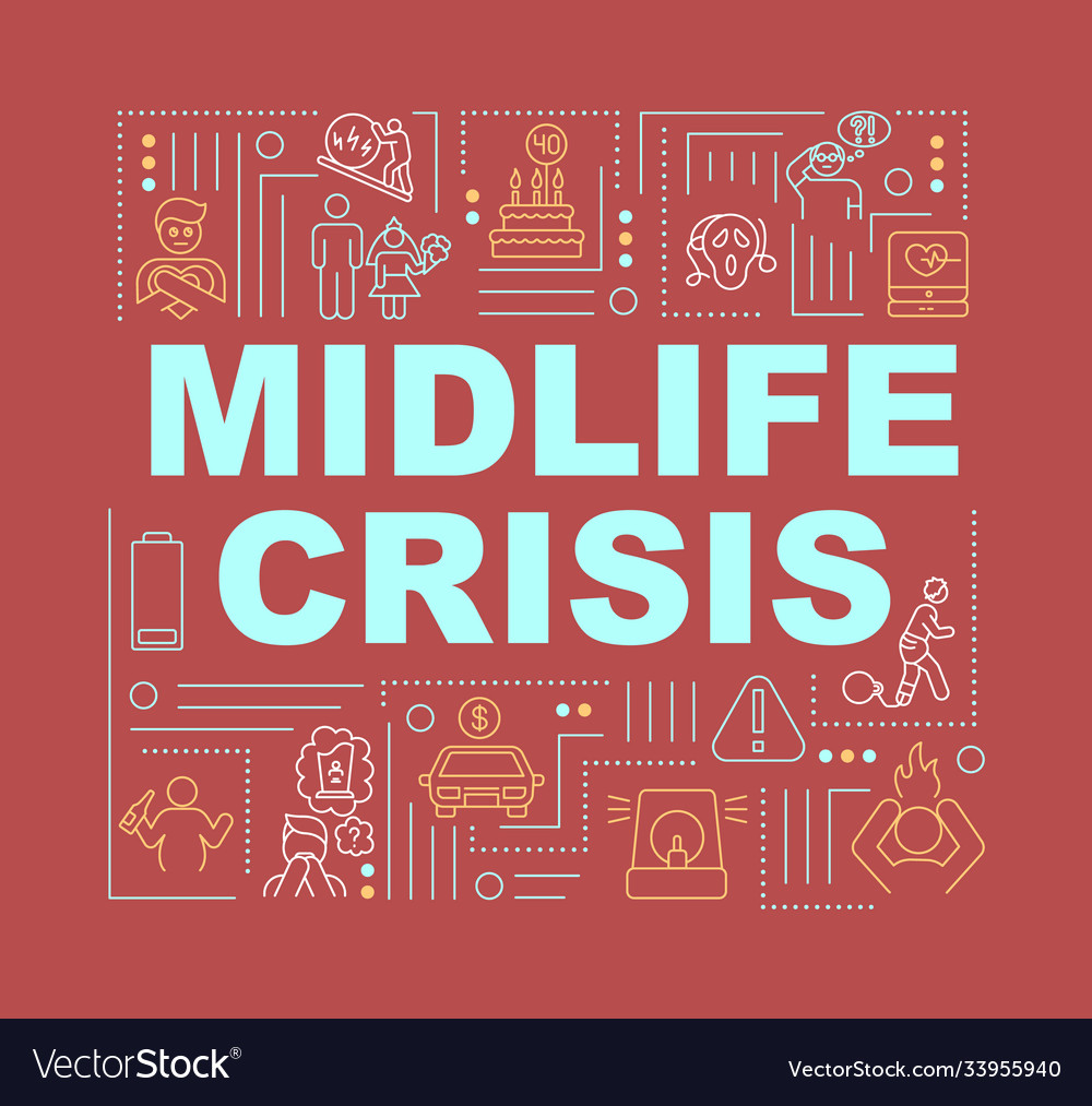 Midlife crisis word concepts banner Royalty Free Vector