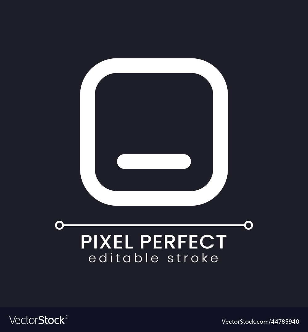 Minimize button pixel perfect white linear ui vector image Minimize button pixel perfect white linear ui