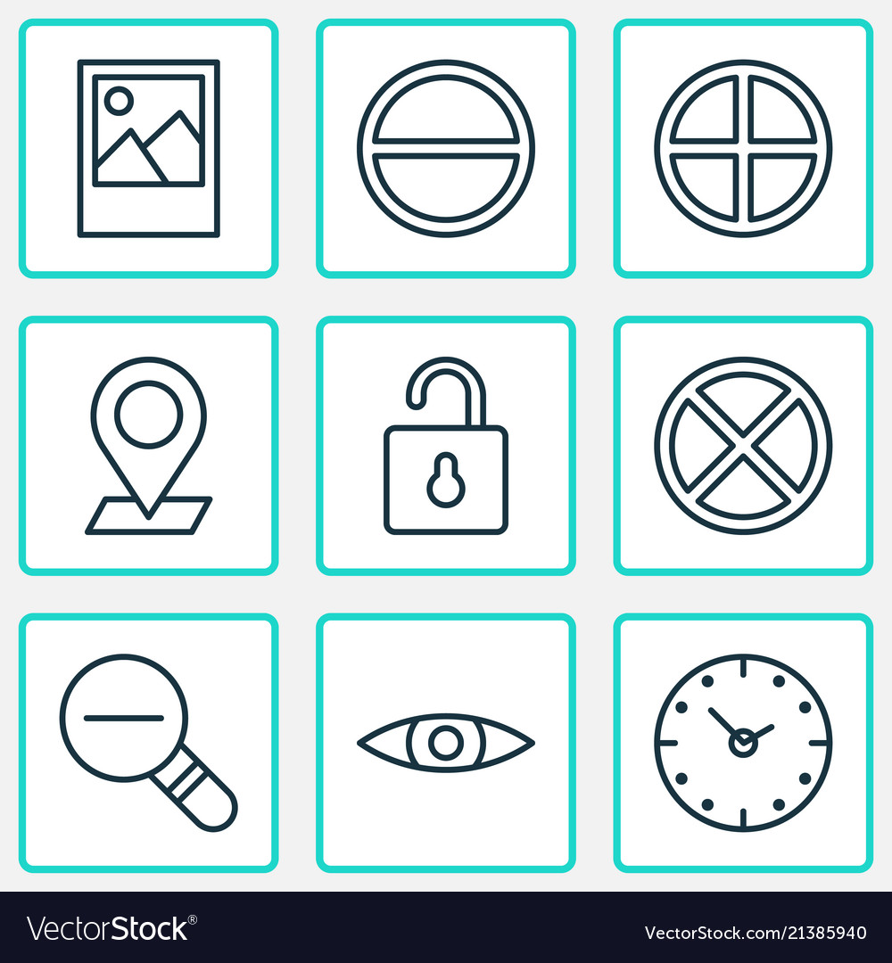 Network icons set with plus open lock eyes