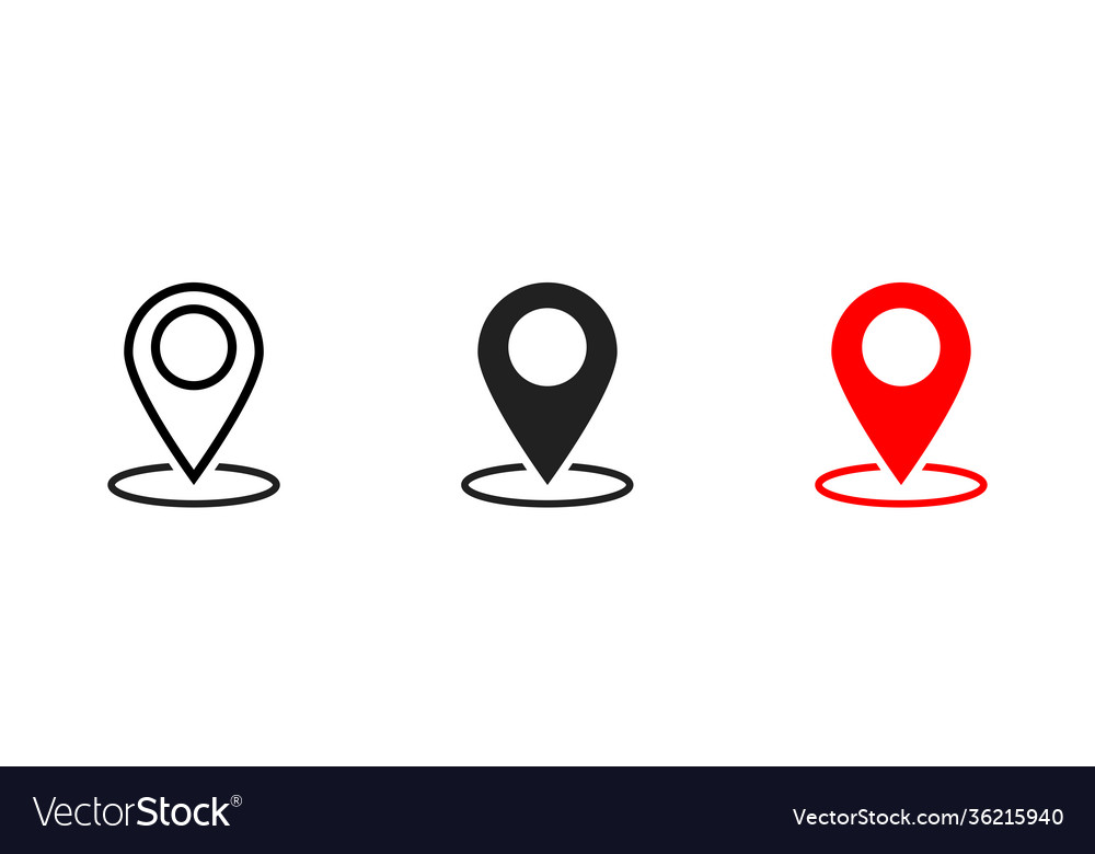 Pointer location set icon on white background vector image Pointer location set icon on white background