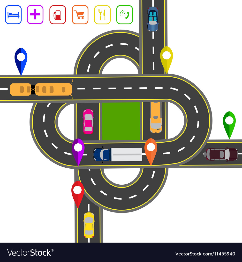 Road infographics noted on various objects map