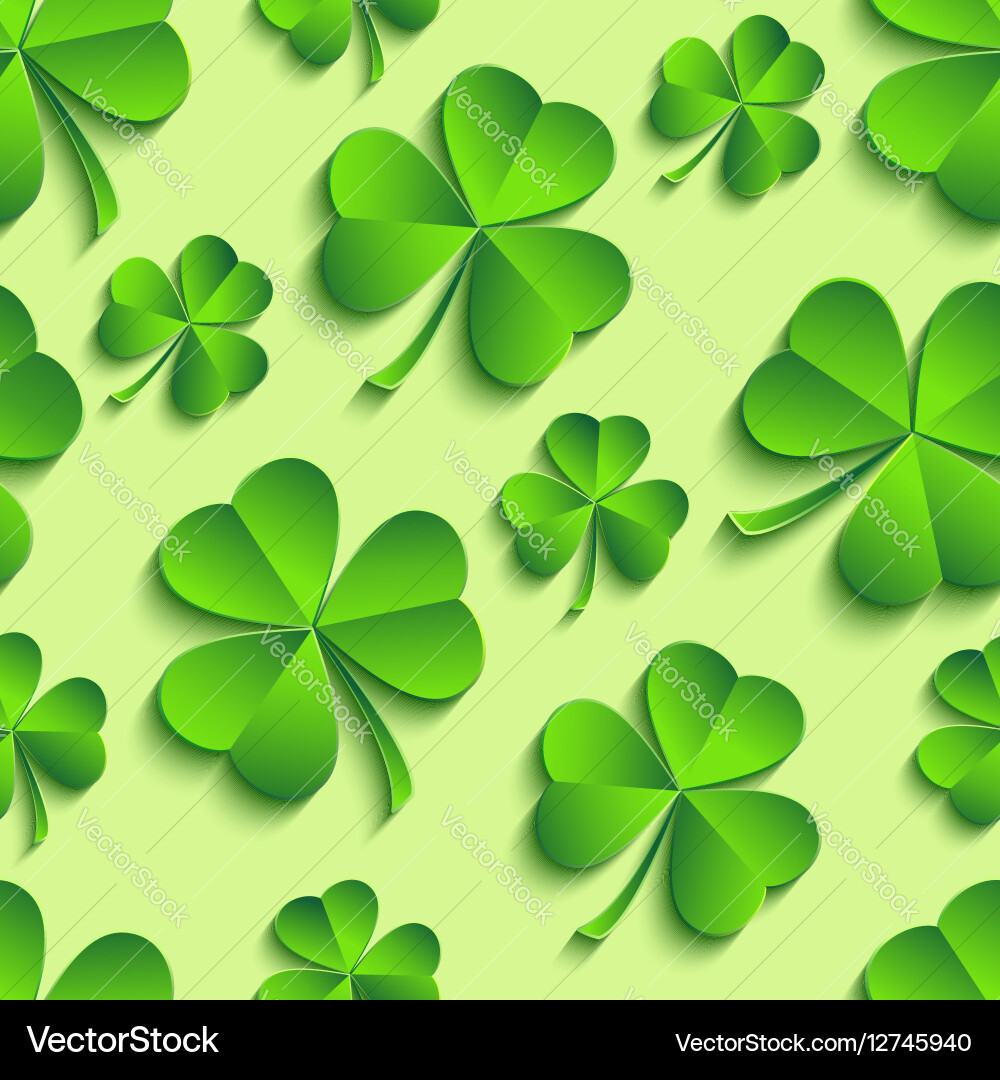 Seamless pattern with 3d patricks clover Vector Image