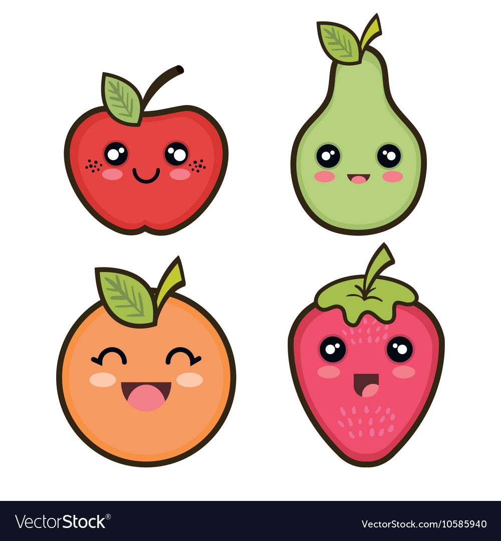 Set cartoon fruits design Royalty Free Vector Image