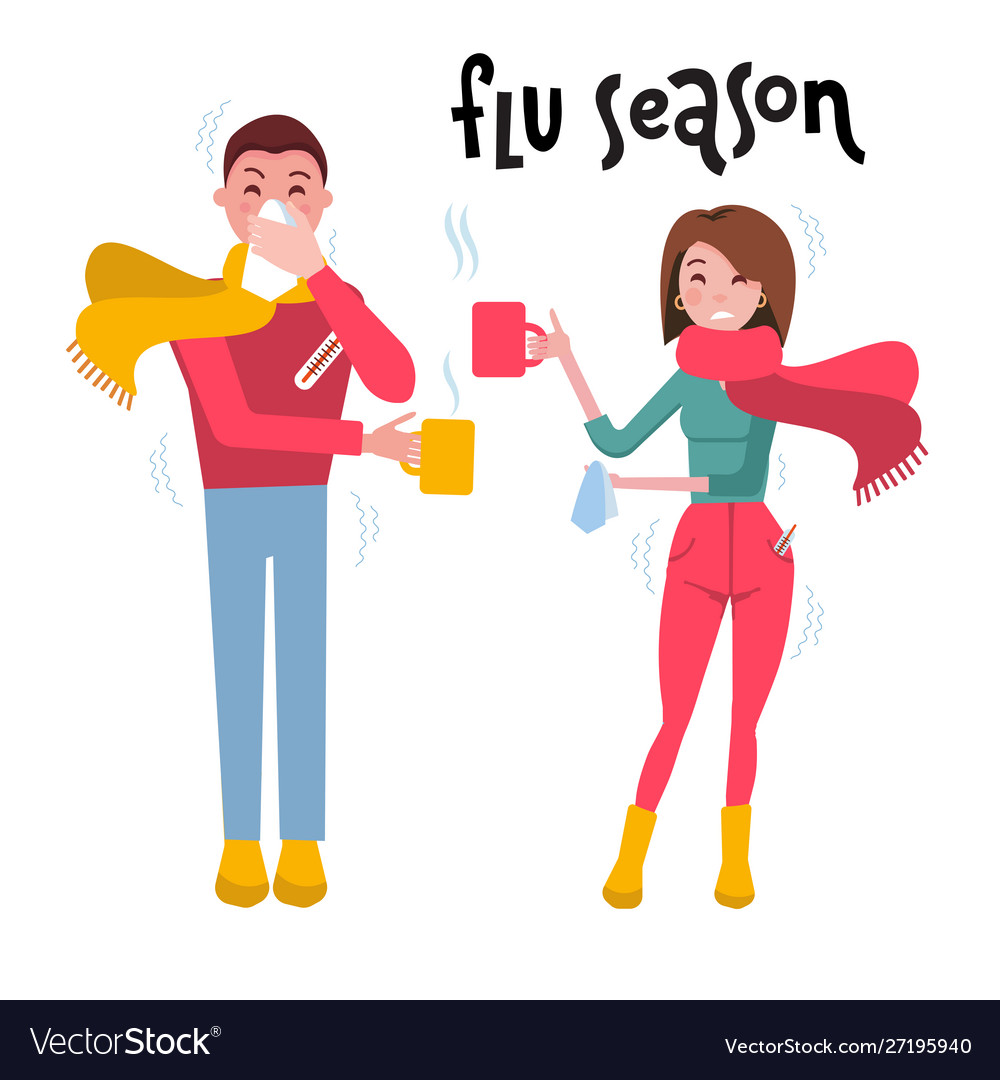 Set sick people man and woman feeling unwell Vector Image