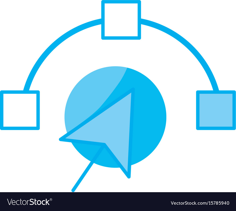 Silhouette arrow cursor with nodes design image