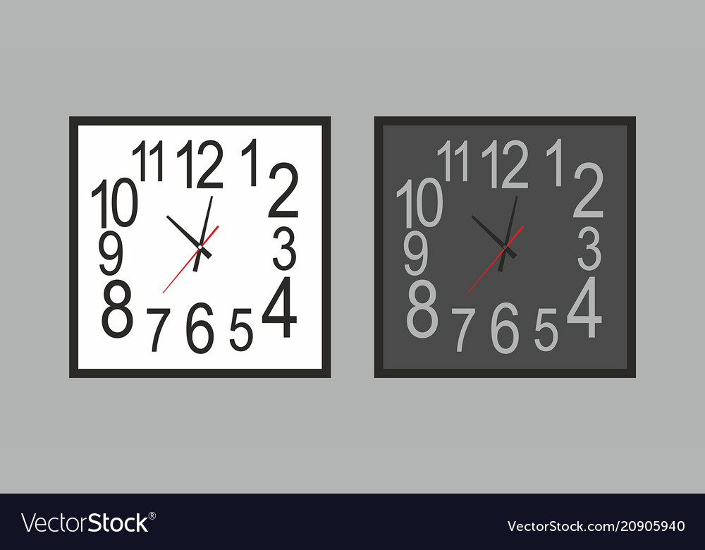 Square wall clock Royalty Free Vector Image VectorStock