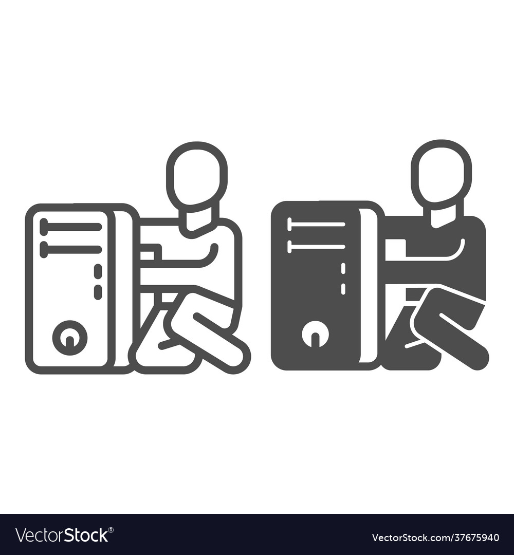 System unit and master line solid icon Vector Image System unit and master line solid icon