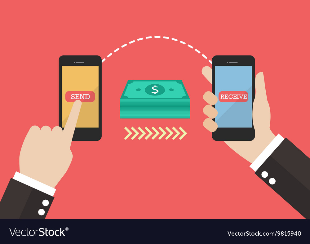 Transfer money smart phone Royalty Free Vector Image