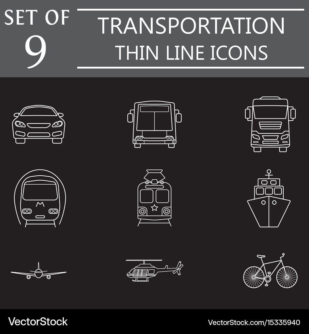 Transport line icon set public transportation Vector Image