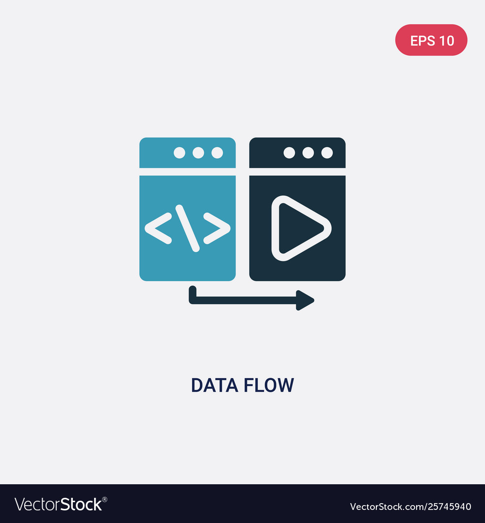 Two color data flow icon from multimedia concept