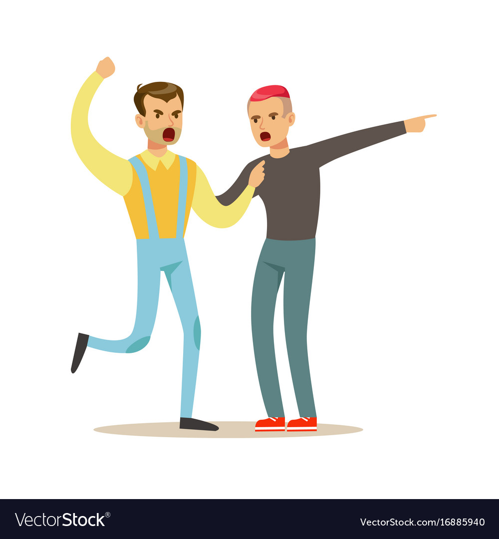 Two Young Men Characters Fighting And Quarelling Vector Image 7130