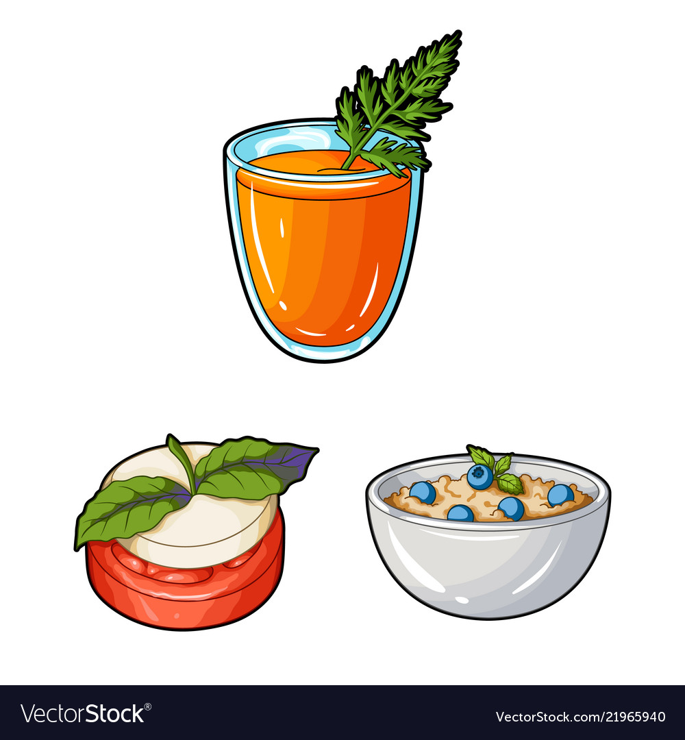 Vegetarian dish cartoon icons in set collection