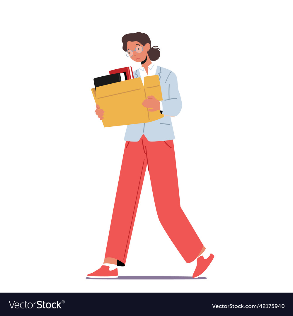 Frau Manager entlassen von job traurig mädchen arbeiter vector image Frau Manager entlassen von job traurig mädchen arbeiter