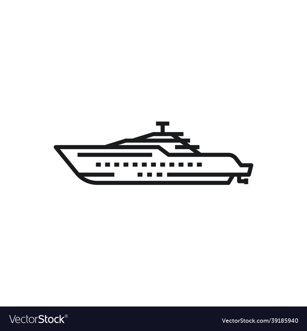 Yacht sailing outline style line icon Royalty Free Vector