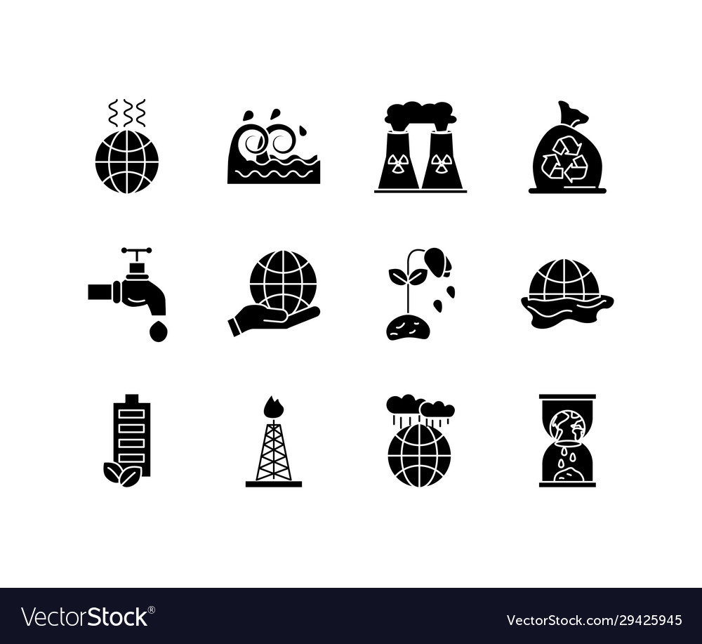 Bundle environment set flat style icons Vector Image Bundle environment set flat style icons