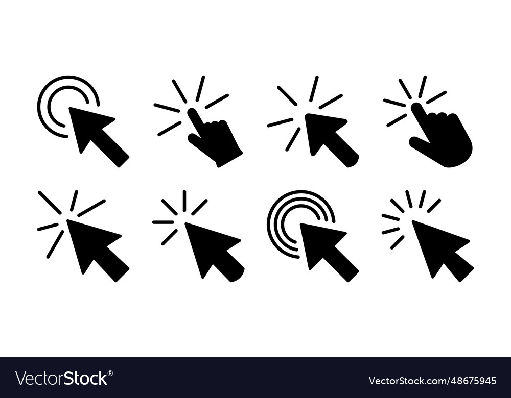 Klicken Sie auf Symbol Cursor Zeigerzeichen vector image Klicken Sie auf Symbol Cursor Zeigerzeichen