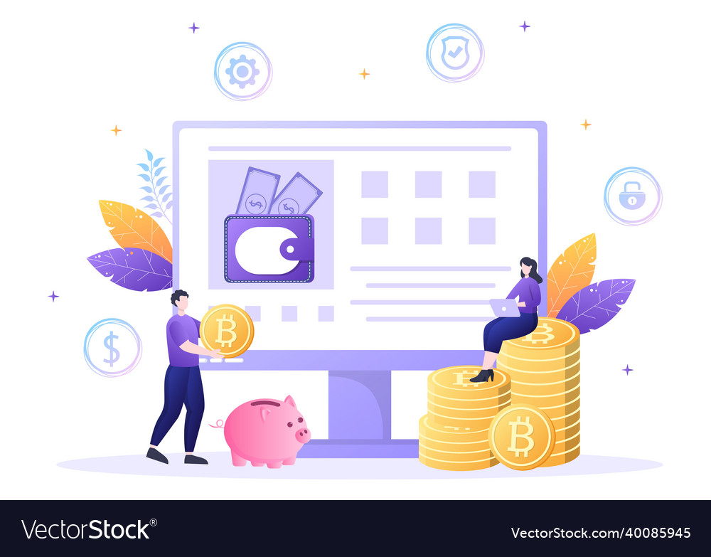 Cryptocurrency wallet app on mobile of blockchain Vector Image Cryptocurrency wallet app on mobile of blockchain