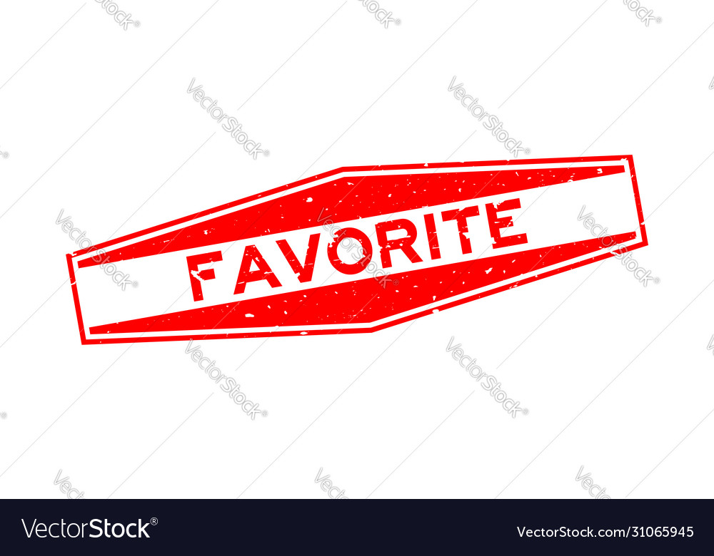 Grunge red favorite word hexagon rubber seal Vector Image