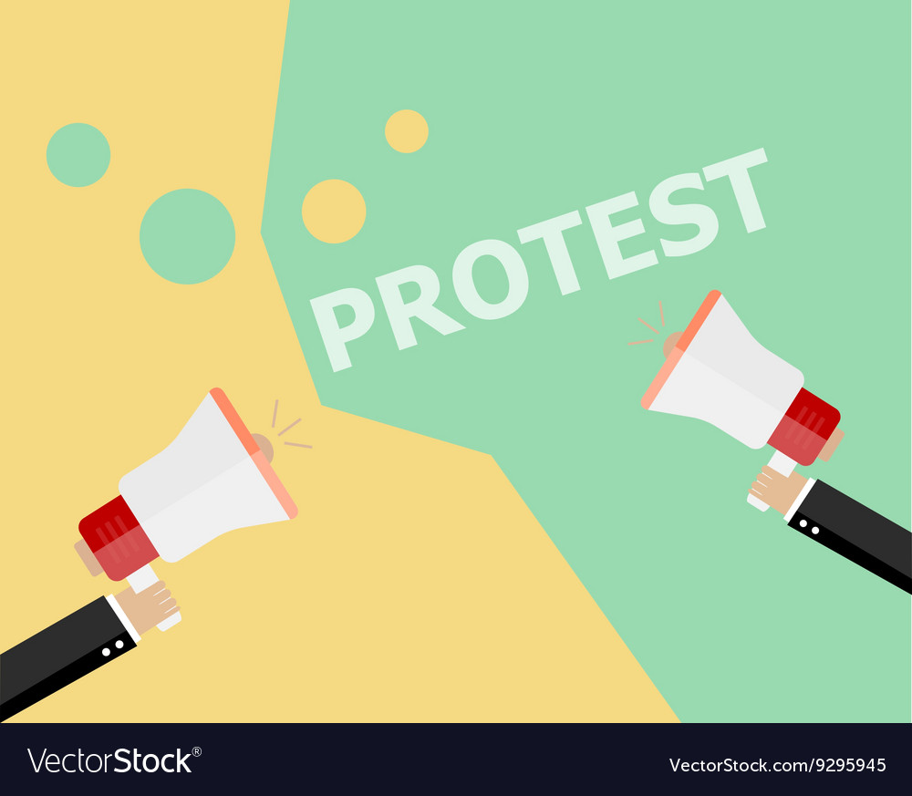 Hands holding protest signs and bullhorn crowd Vector Image