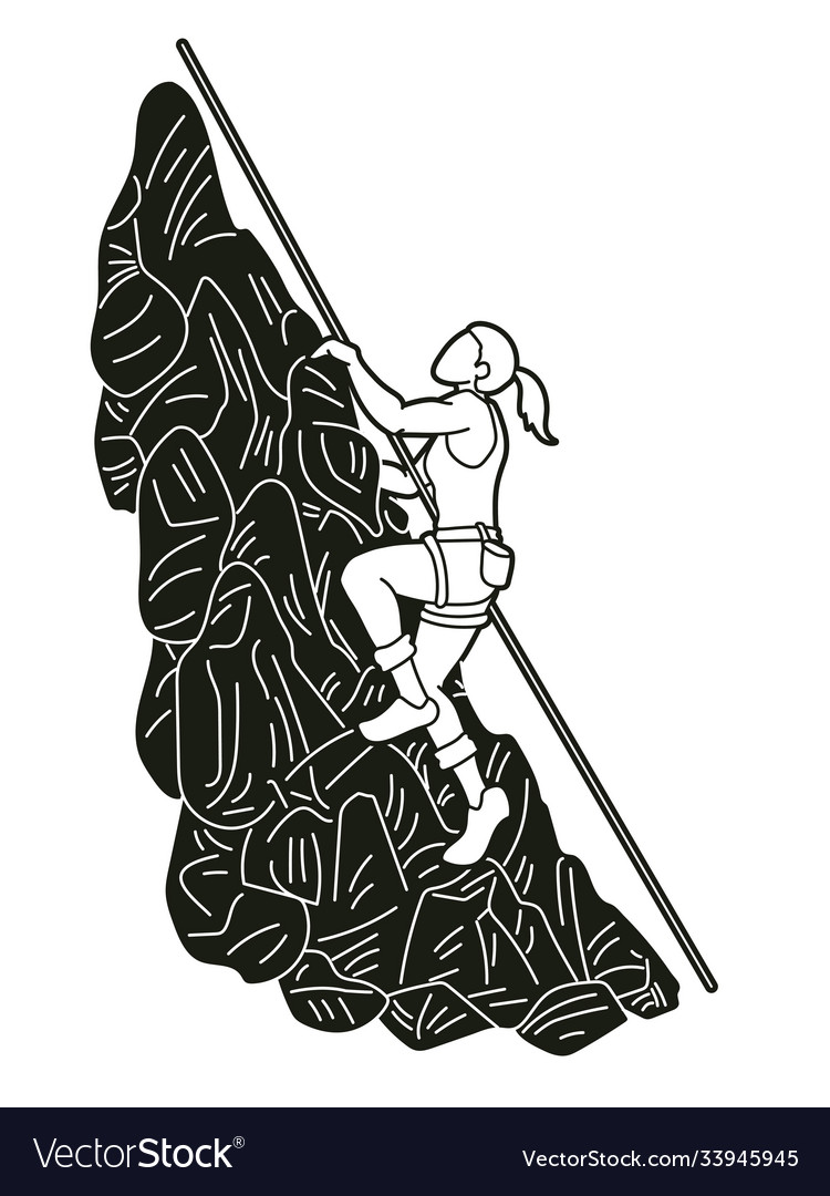 Hiker climbing mountain hiking cartoon graphic Vector Image Hiker climbing mountain hiking cartoon graphic Vector Image