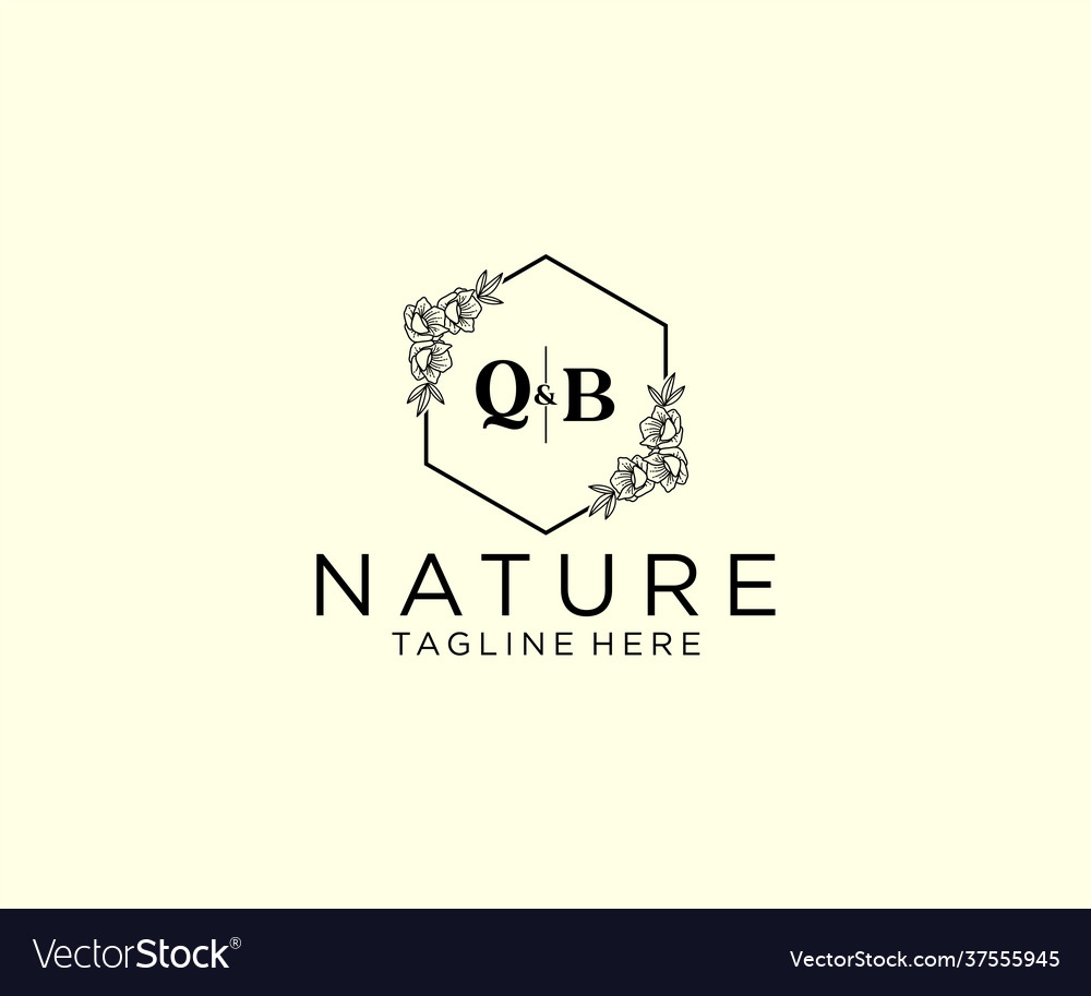 Initial qb letters botanical feminine logo