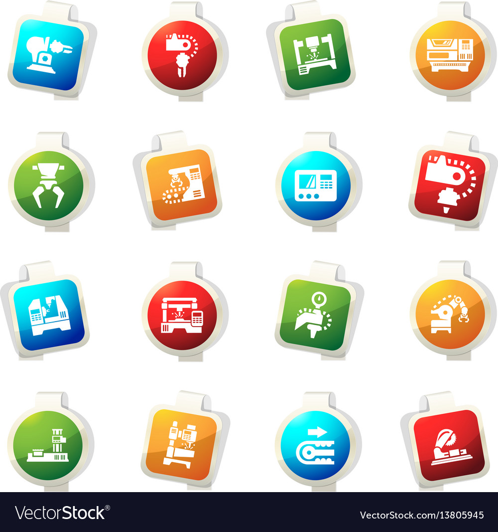 Machine tool icons set vector image Machine tool icons set