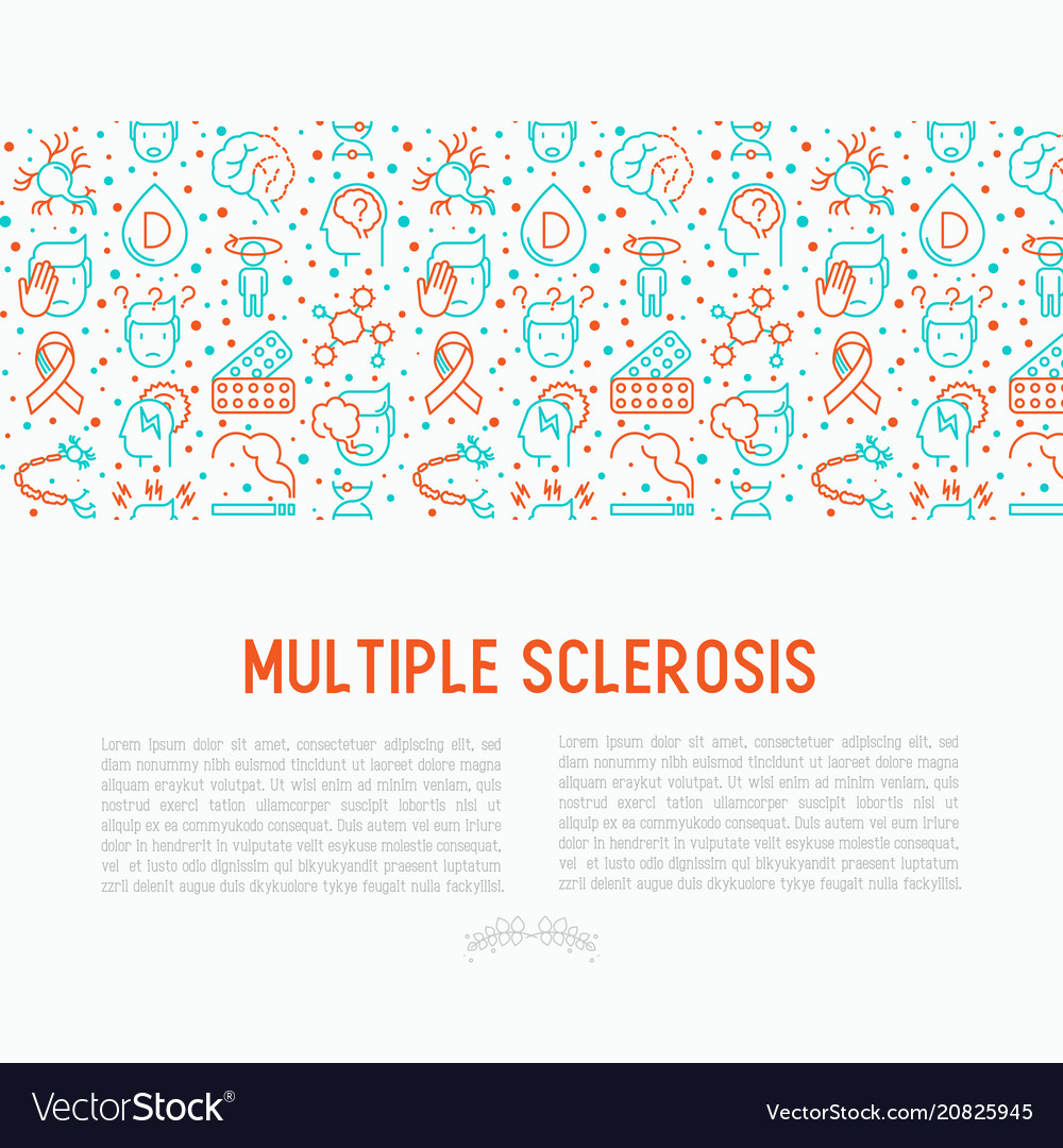 Multiple sclerosis concept with thin line icons vector image Multiple sclerosis concept with thin line icons