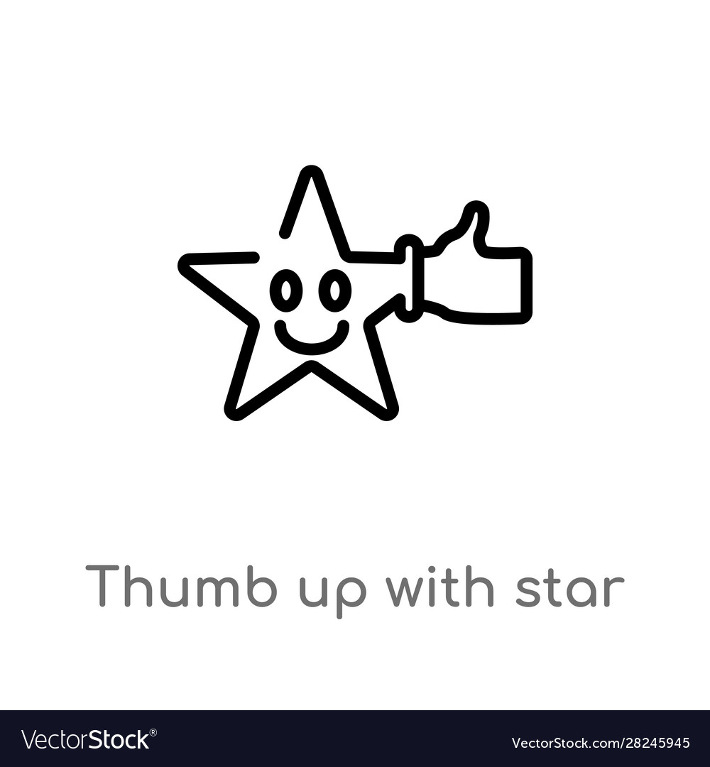 Outline thumb up with star icon isolated black