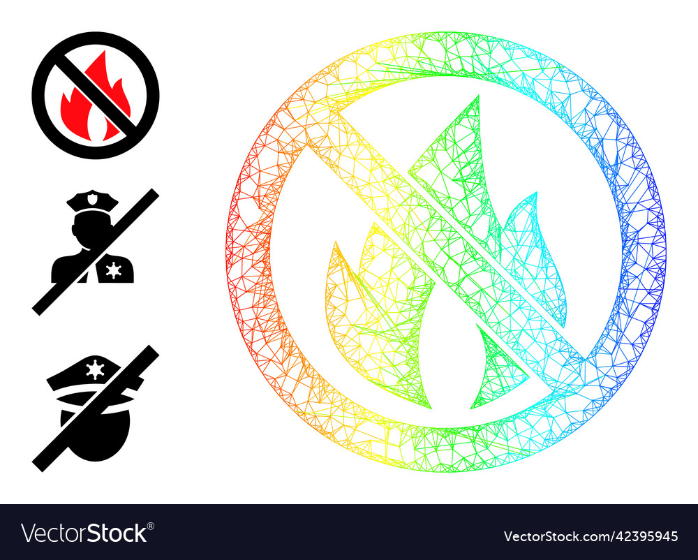 Rainbow gradient net mesh stop fire icon vector image Rainbow gradient net mesh stop fire icon
