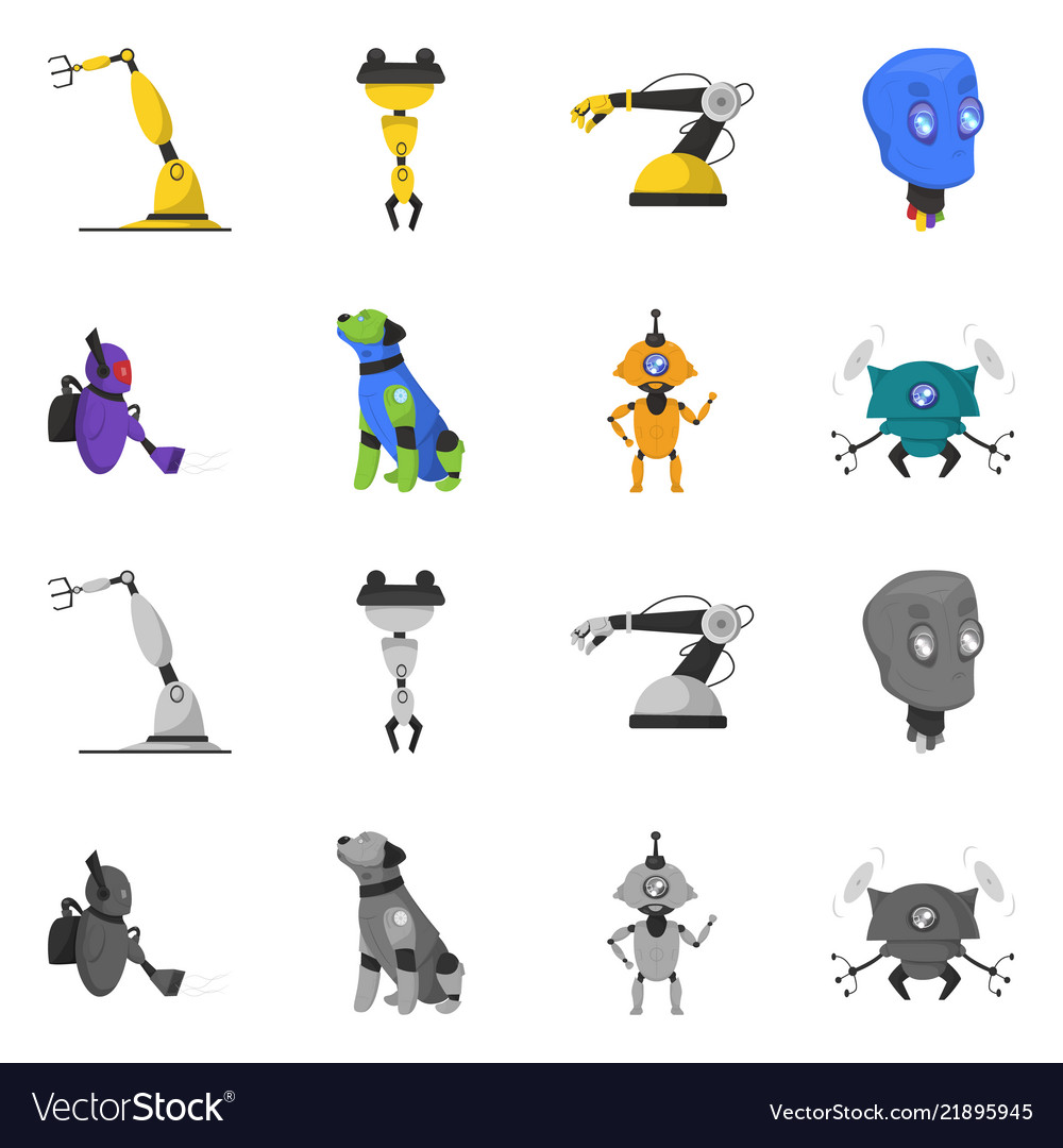 Robot and factory symbol vector image Robot and factory symbol