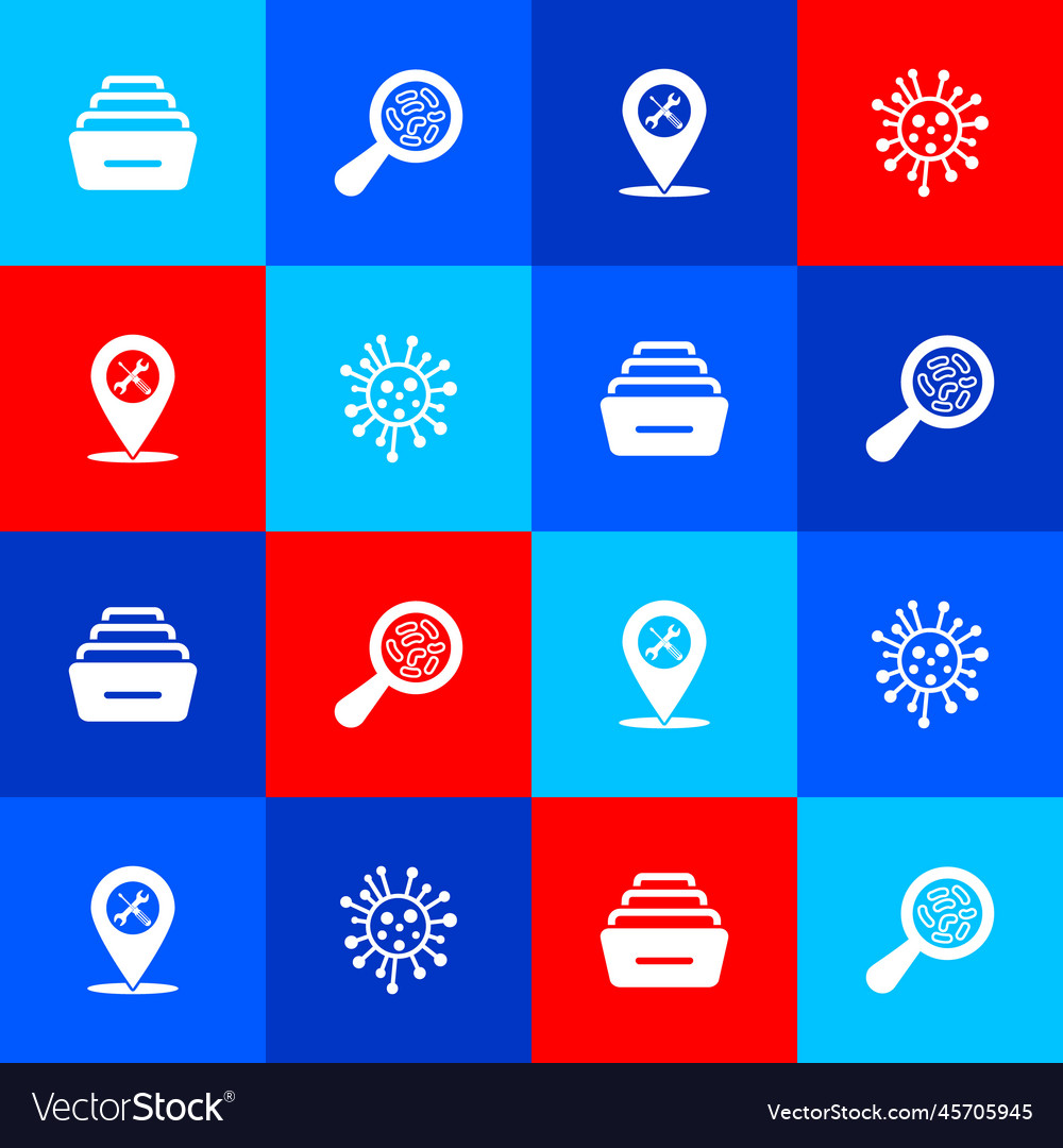 Set drawer with documents microorganisms under vector image Set drawer with documents microorganisms under