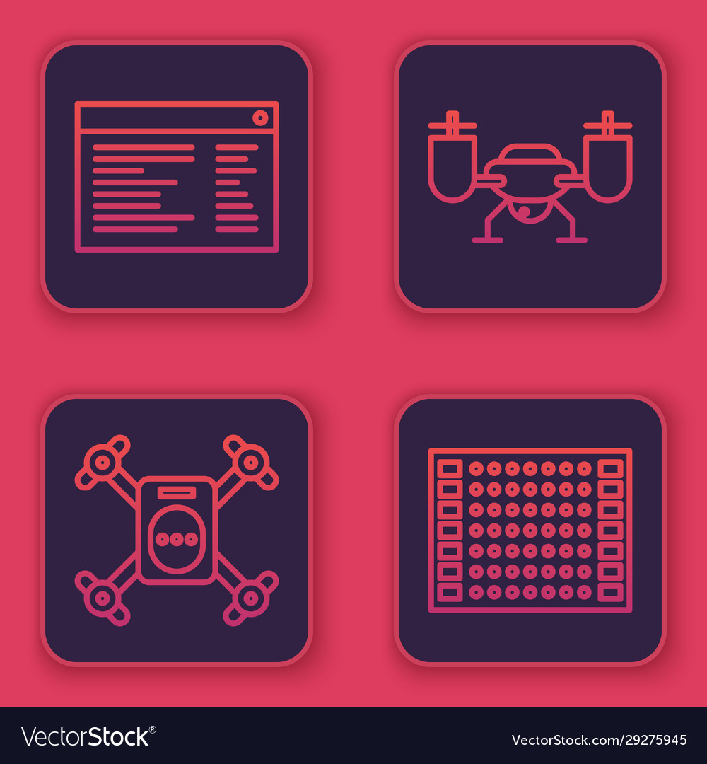 Set line software web developer programming code vector image Set line software web developer programming code