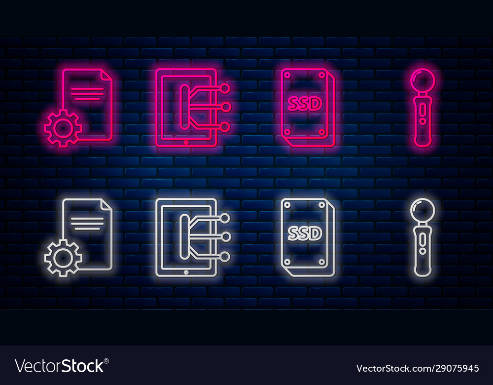 Set line tablet ssd card file document