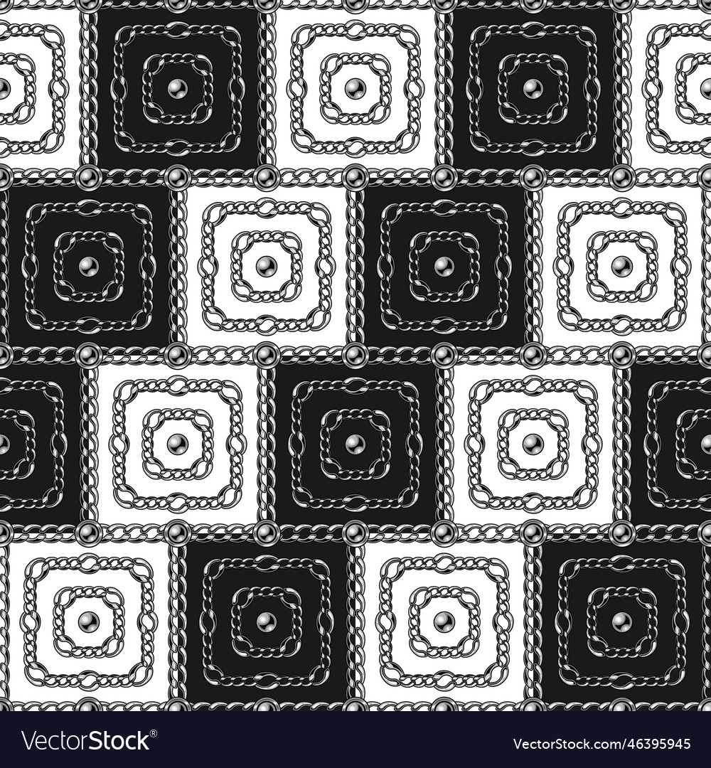 Square geometric pattern with chains beads vector image Square geometric pattern with chains beads