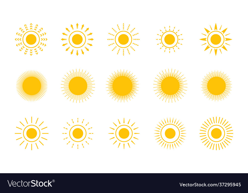 Sun shapes icon set stock Royalty Free Vector Image