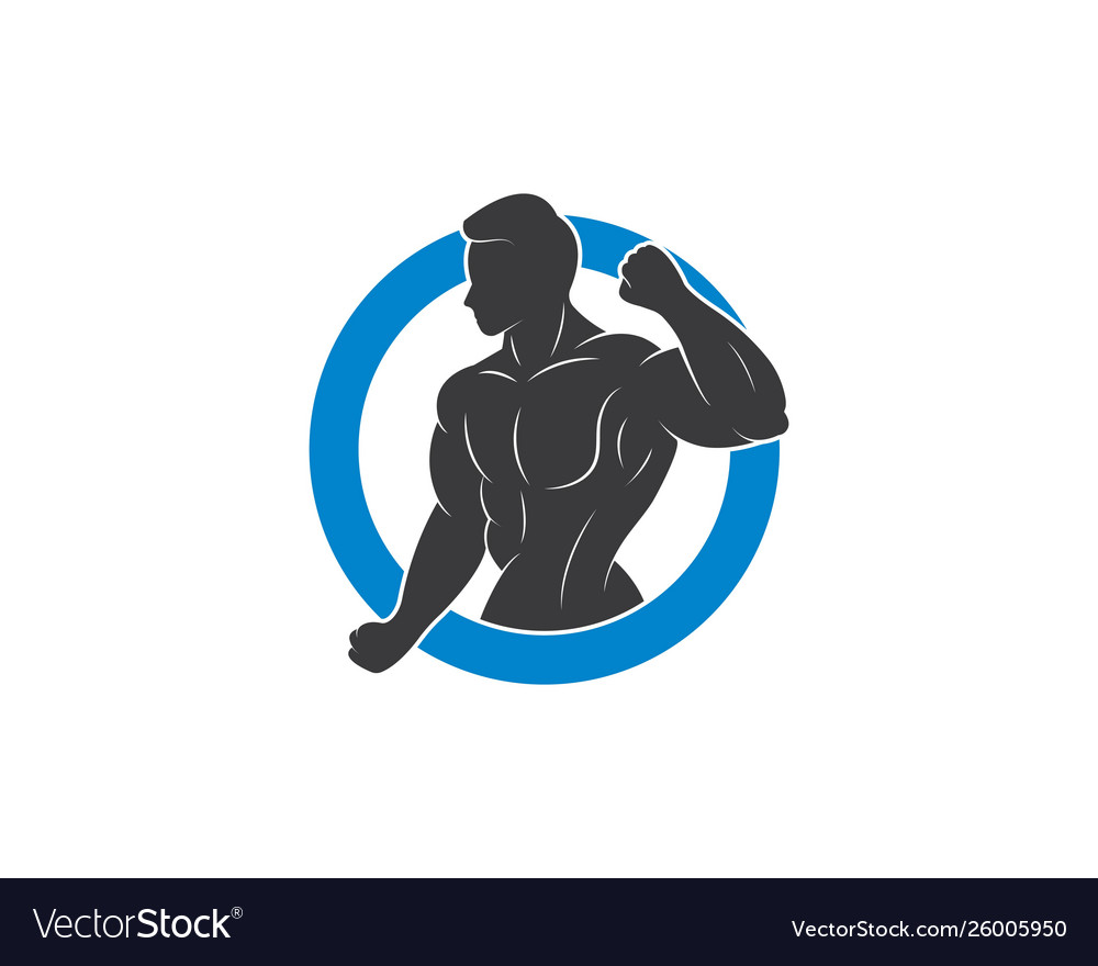 Bodybuilder logo template object and icons Vector Image