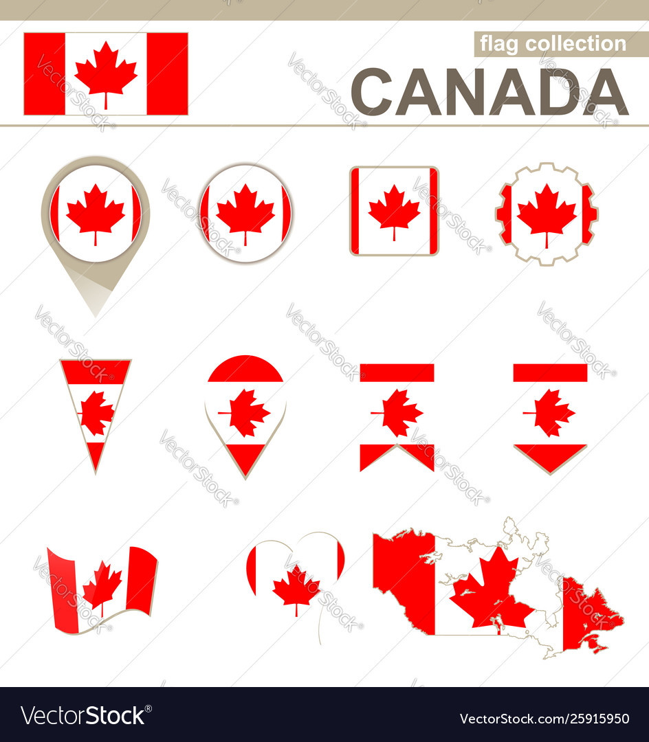 Canada flag collection Royalty Free Vector Image