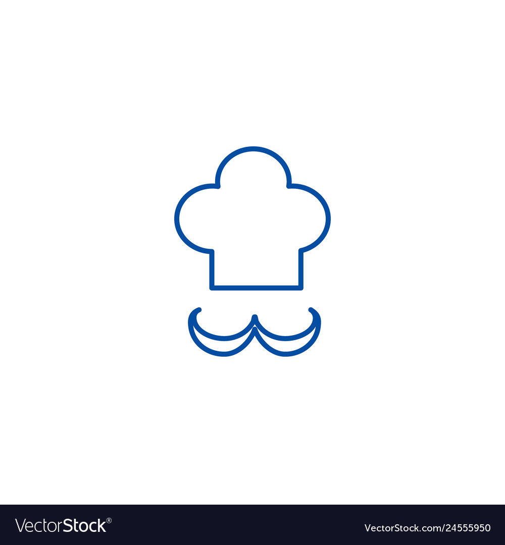 Chef moustache line icon concept