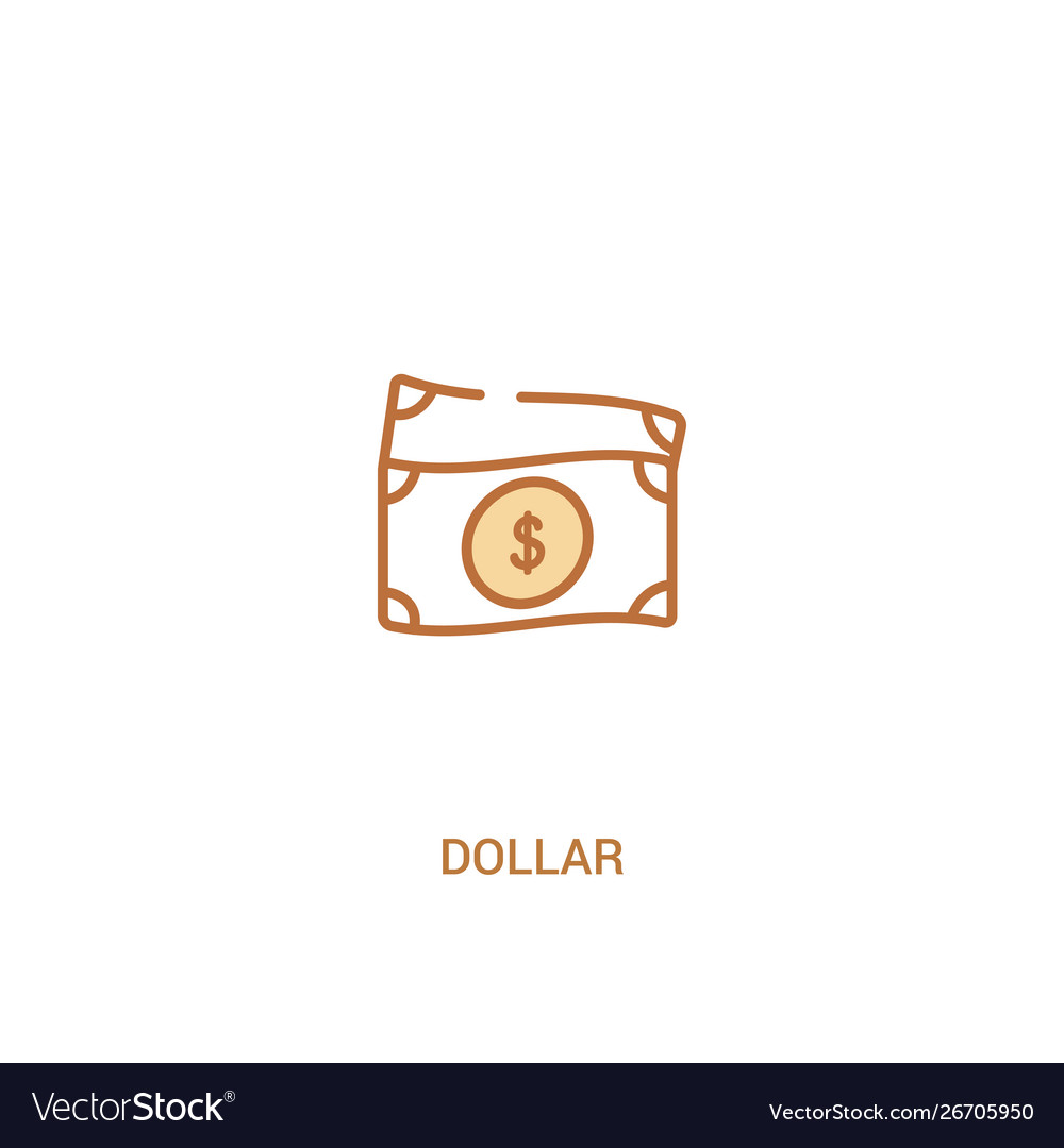 Dollar concept 2 colored icon simple line element vector image Dollar concept 2 colored icon simple line element