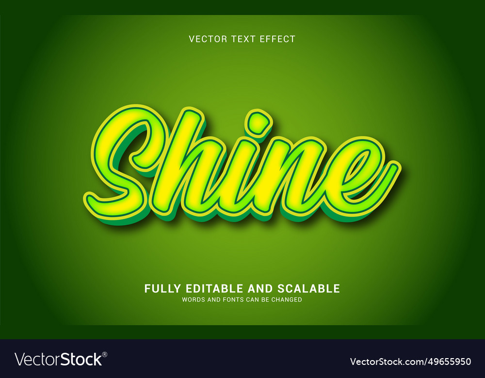 Editable text effect shine style Royalty Free Vector Image