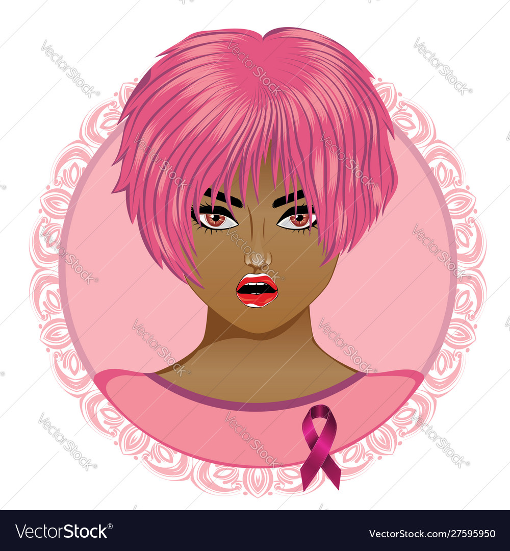 Girl with pink hair and ribbon