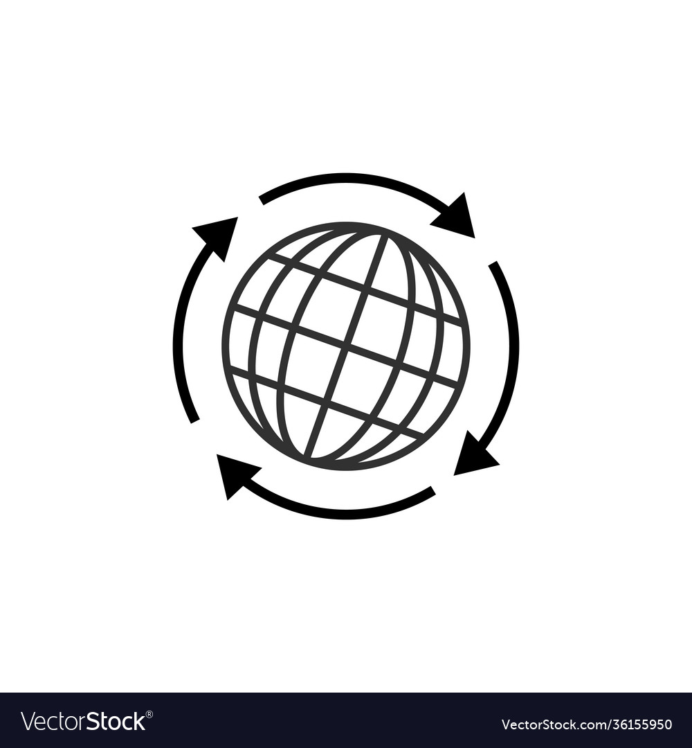 Globe with arrows line icon for web mobile